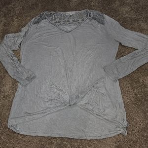 Long sleeve, Grey top with lace detail